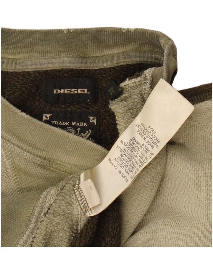 Diesel Herre Sweatshirt Jumper Medium Khaki Colourblock Bomuld