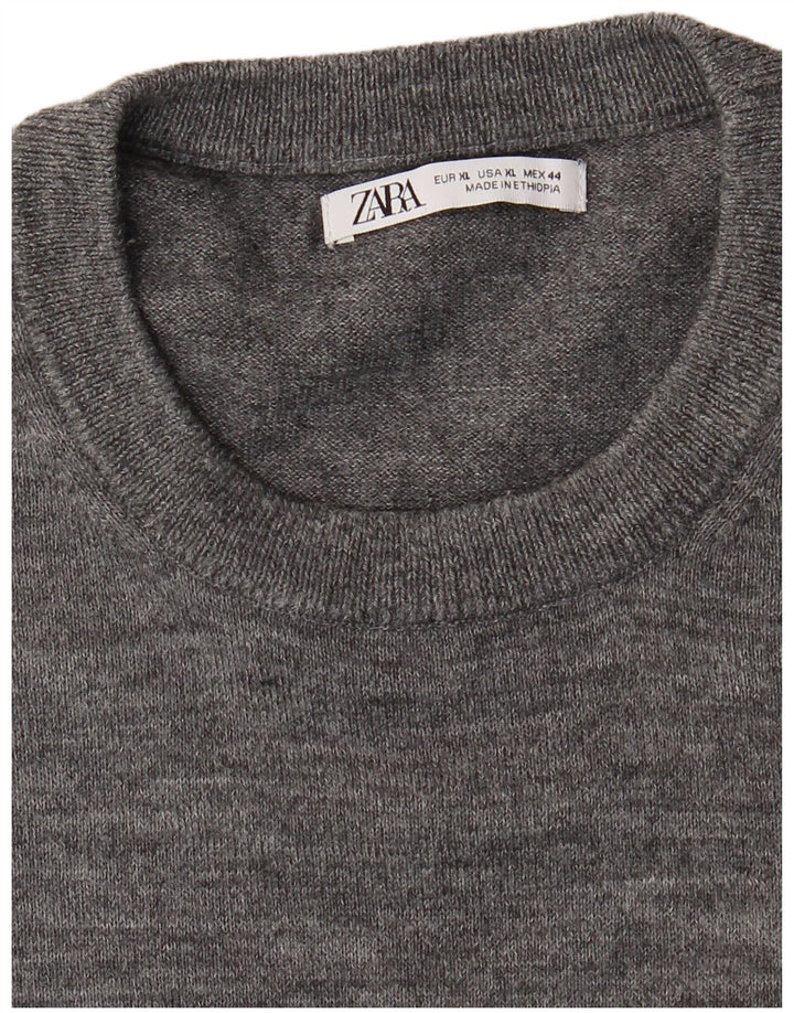 Zara Herre sweater med rund hals XL Grå