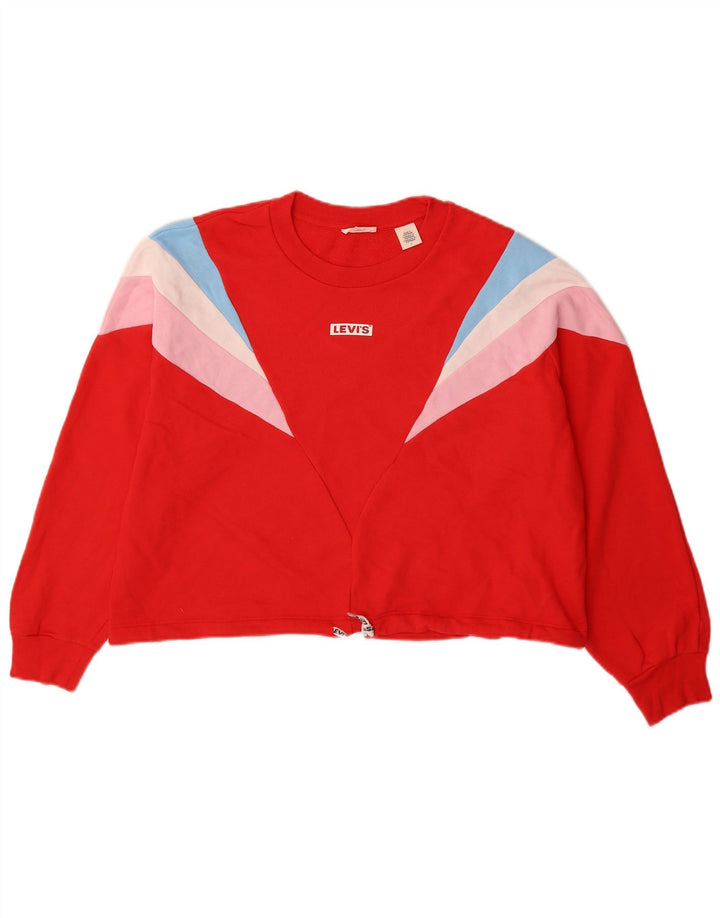 Levi's Dame Oversized Sweatshirt Jumper UK 14 Medium Rød Colourblock