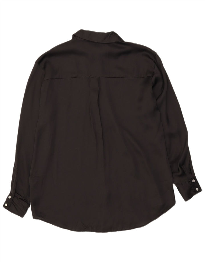 Zara Oversized skjortebluse til kvinder UK 10 Lille sort polyester