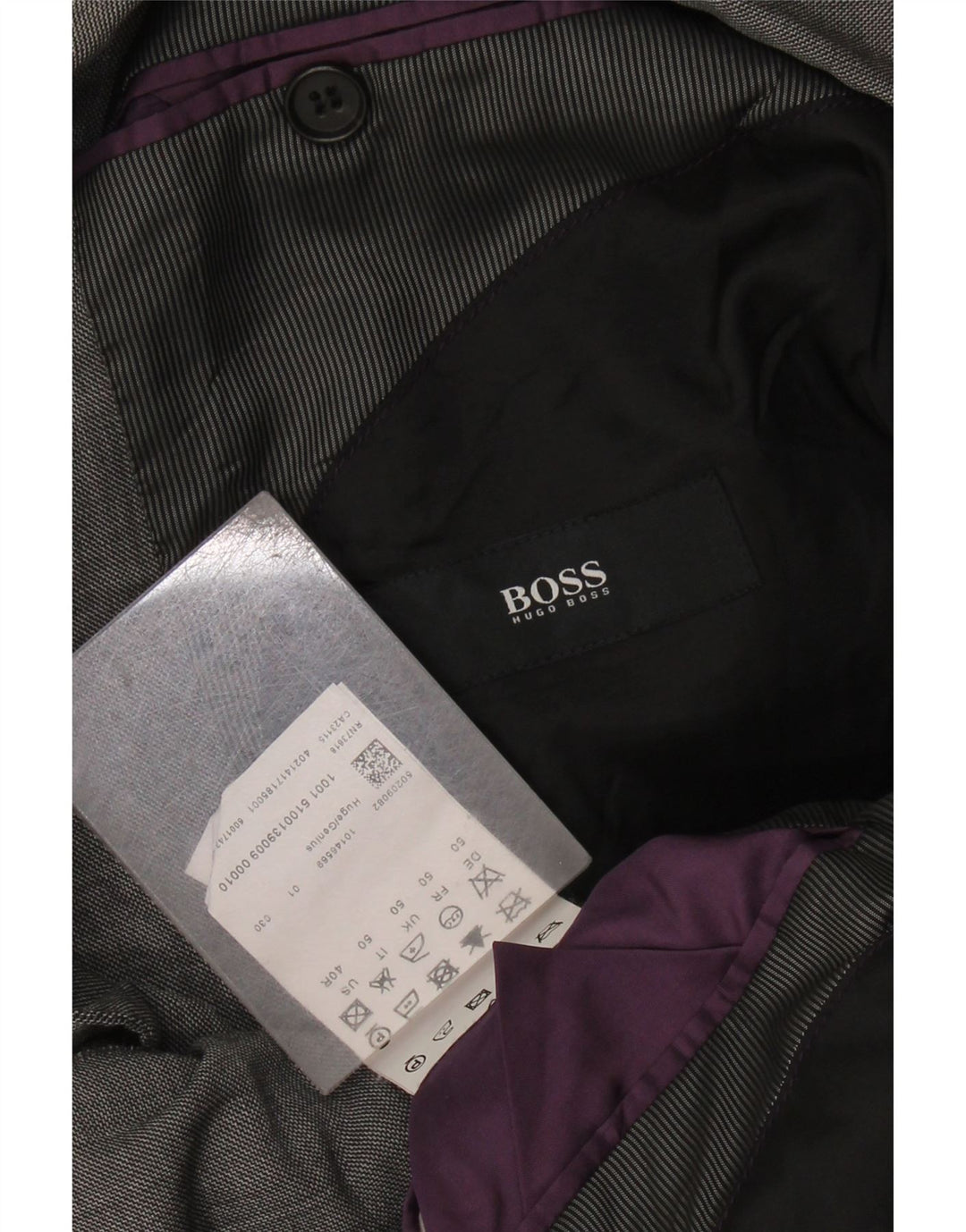 HUGO BOSS Herre 2-knaps blazerjakke EU 50 Large Grey Virgin Wool