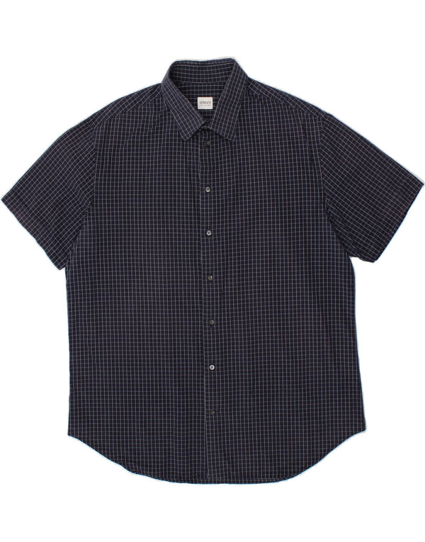 ARMANI COLLEZIONI Kortærmet herreskjorte str. 45/18 2XL Navyblå