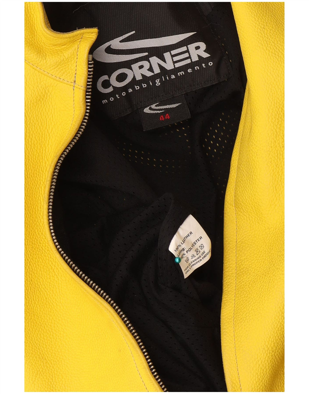 Hjørne Dame Crop Læder Racer Jacket IT 44 Medium Yellow Læder
