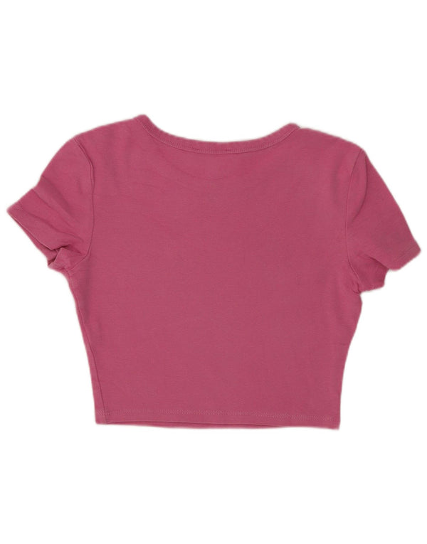 Zara Womens Crop T-Shirt Top UK 8 Small Pink Bomuld