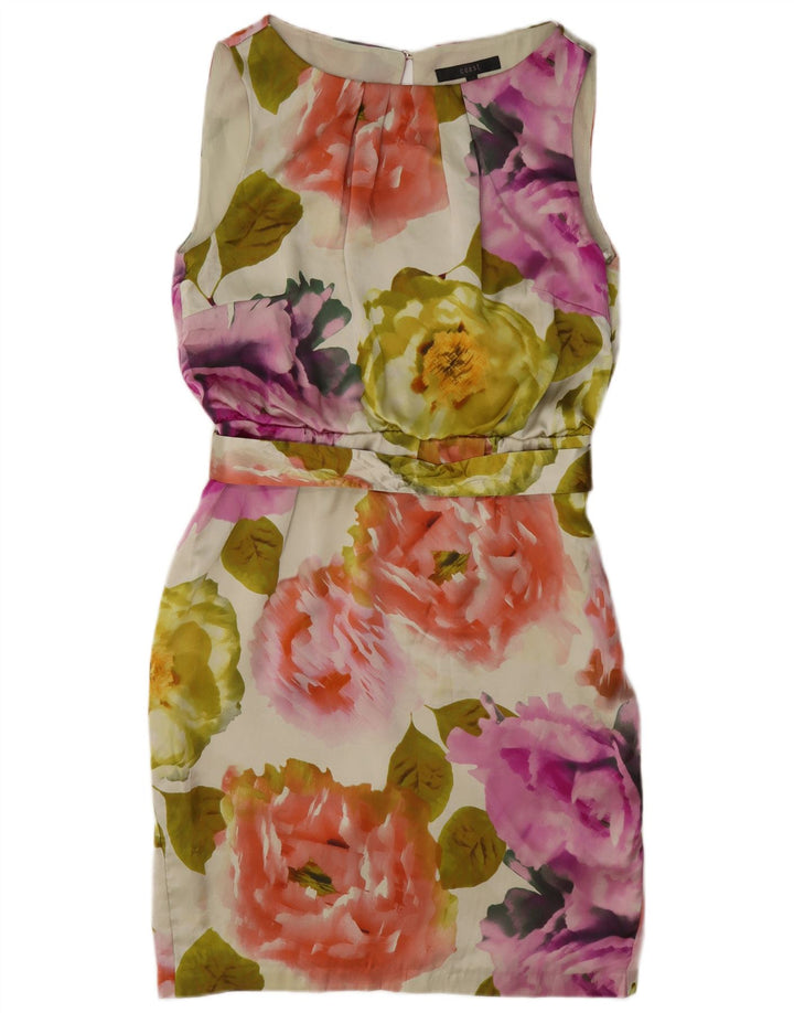 Coast Womens Ærmeløs Skede Kjole UK 12 Medium Multicolored Floral Silke