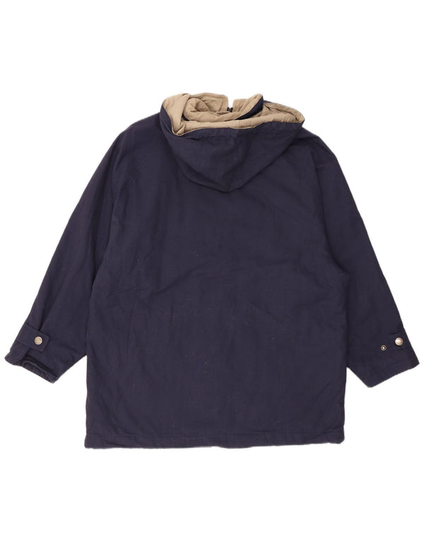 LONDON FOG Vindjakke med hætte til kvinder UK 16 Large Navy Blue