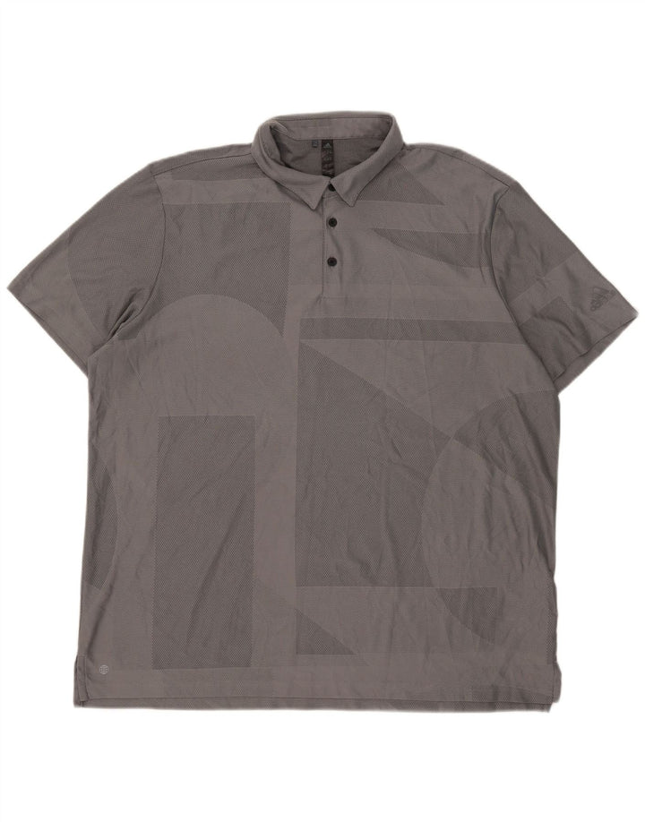 Adidas Herre Loose Fit Polo Shirt 2XL Grå Geometrisk Polyester