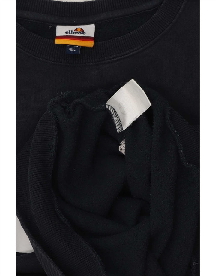 Ellesse Herre Grafisk Sweatshirt Jumper Stor Marineblå Bomuld