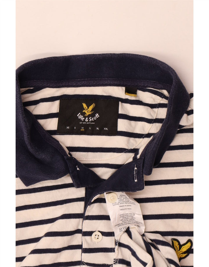 Lyle & Scott Rugby poloshirt til mænd Medium hvid stribet bomuld