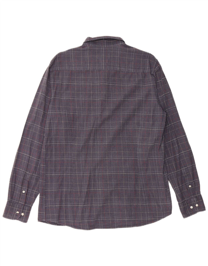 MASSIMO DUTTI Herreskjorte XL Marineblå Houndstooth Bomuld