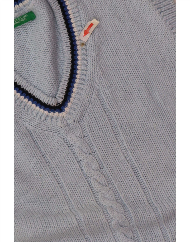 Benetton Boys Vest Tank Top 7-8 År Blå Stribet