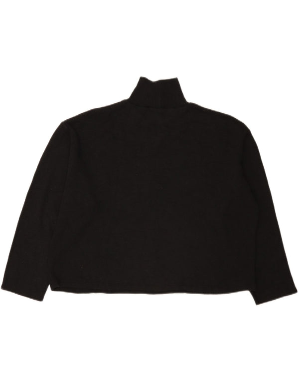 Zara Womens Crop Oversized Turtle Neck Jumper Sweater UK 14 Large Black