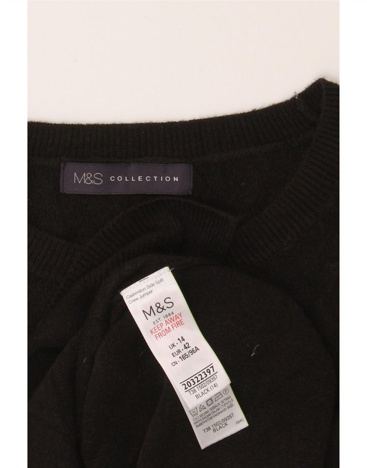 MARKS & SPENCER Womens Crew Neck Jumper Sweater UK 14 Large  Black Acrylic Vintage Marks & Spencer and Second-Hand Marks & Spencer from Messina Hembry 