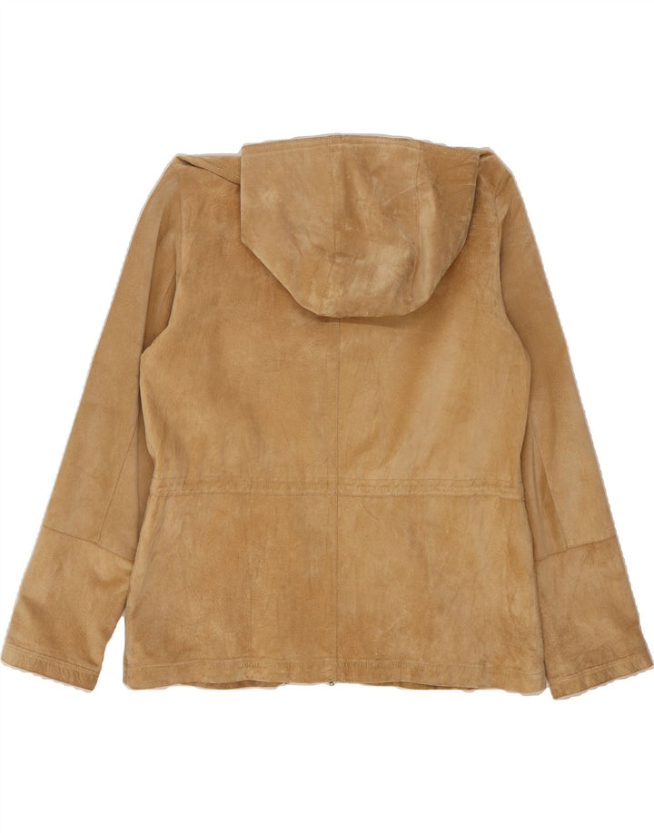 LA PELLE Womens Hooded Suede Jacket IT 48 XL Beige Leather Vintage La Pelle and Second-Hand La Pelle from Messina Hembry 