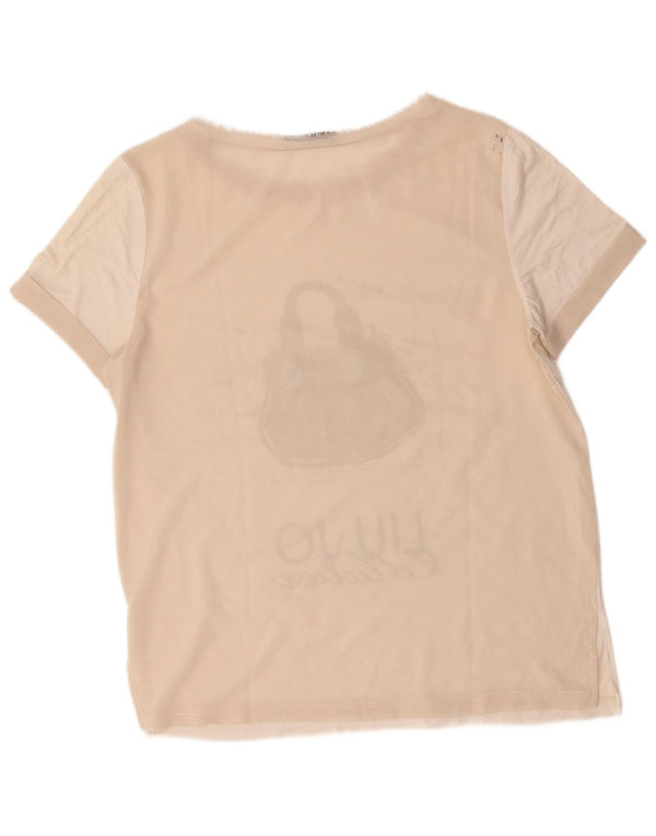 Liu Jo Womens Graphic T-Shirt Top UK 16 Large Beige