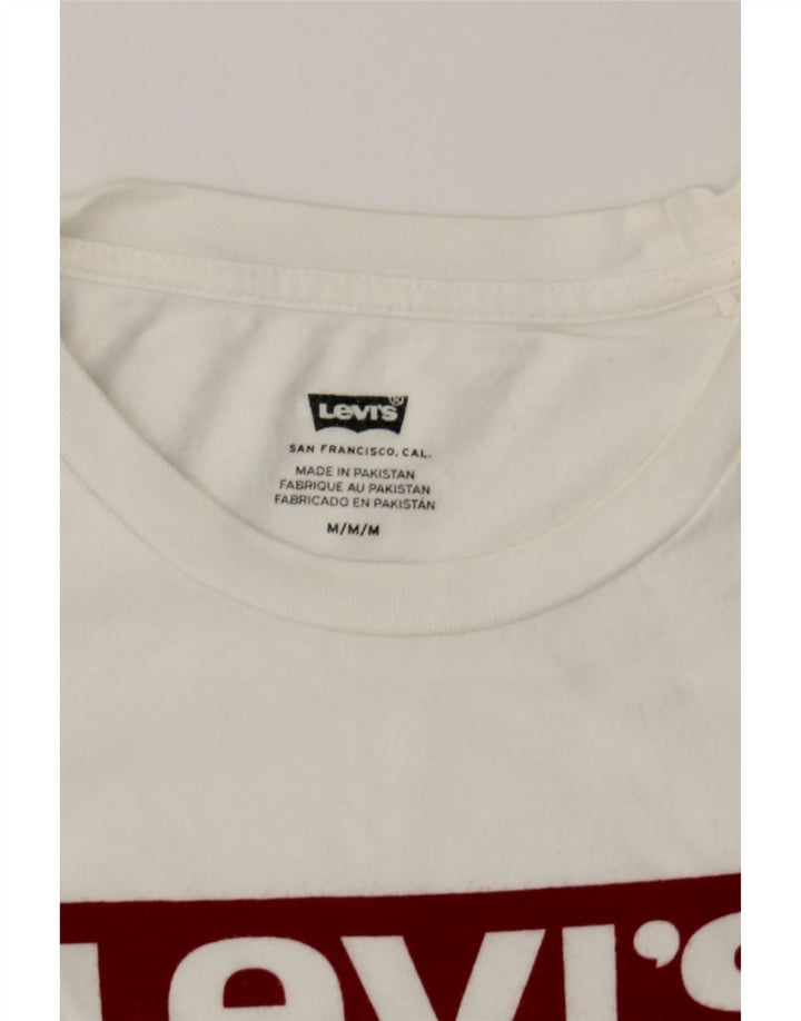 LEVI'S Mens Graphic T-Shirt Top Medium Off White Cotton Vintage Levi's and Second-Hand Levi's from Messina Hembry 