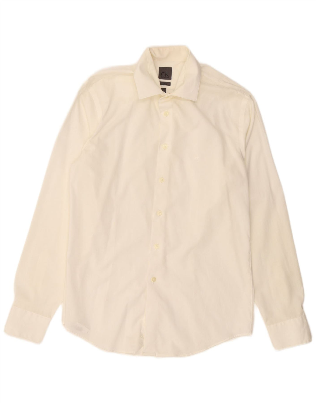 CALVIN KLEIN Mens Slim Fit Shirt Size 15 1/2 40 Medium Off White Cotton