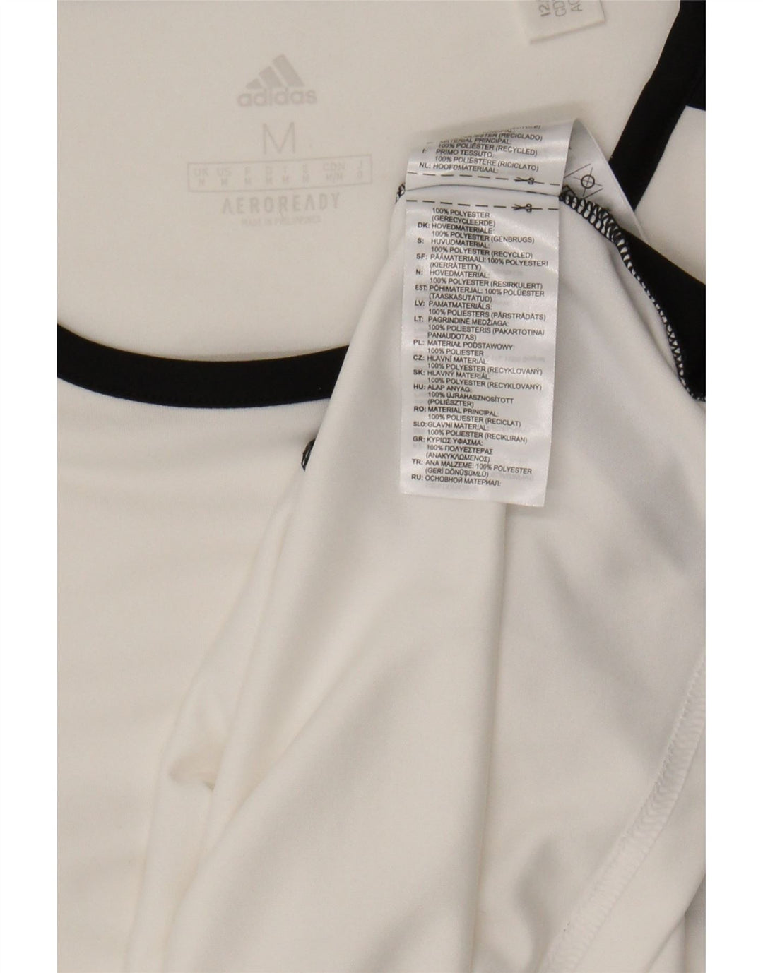 ADIDAS Mens Aeroready T-Shirt Top Medium White Colourblock Polyester Vintage Adidas and Second-Hand Adidas from Messina Hembry 