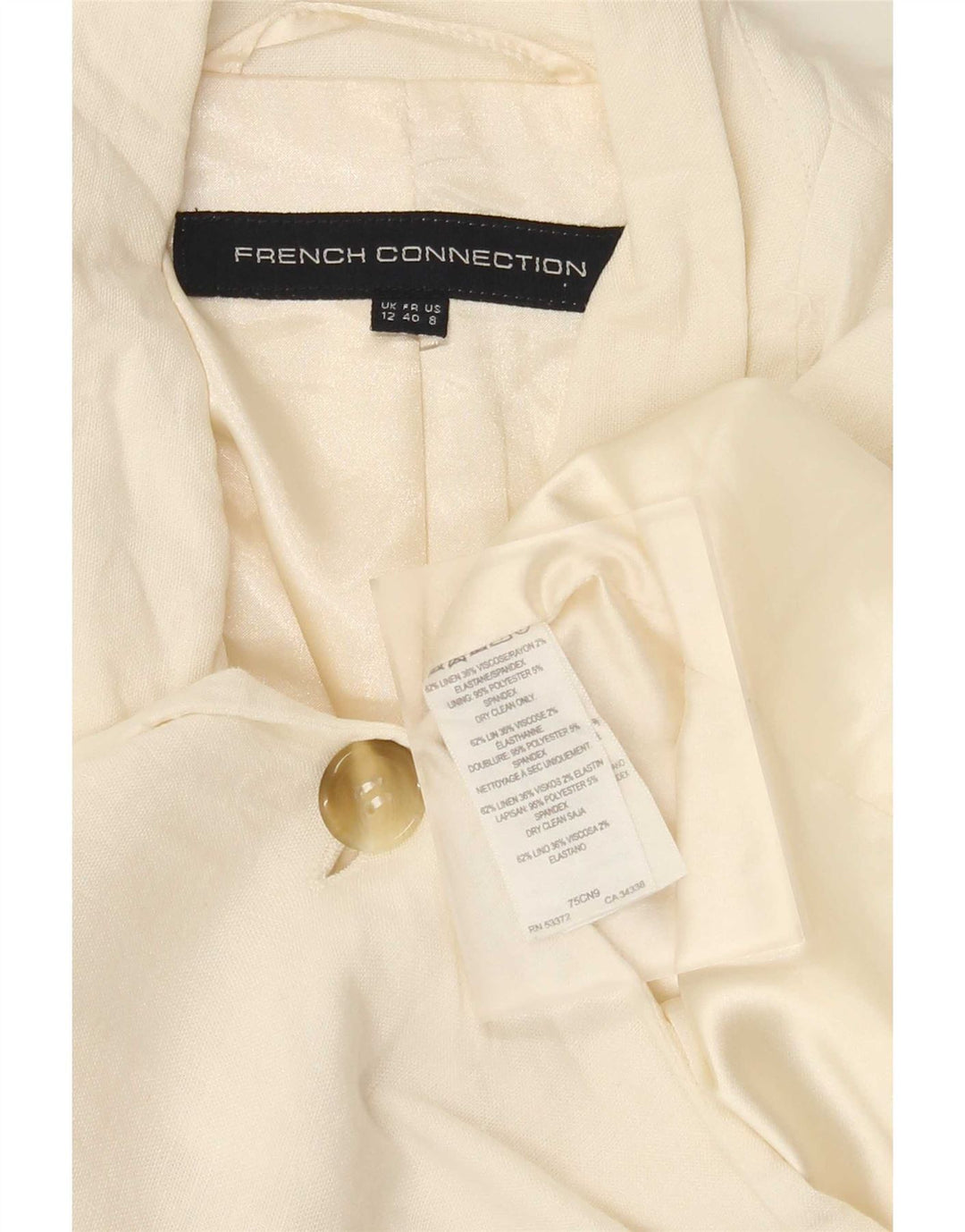 French Connection Dame 1 Knap Blazer Jacket UK 12 Medium White Linen