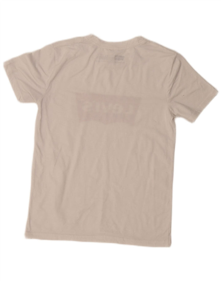 LEVI'S Dame Coupe Standard Grafisk T-Shirt Top UK 10 Lille Hvid