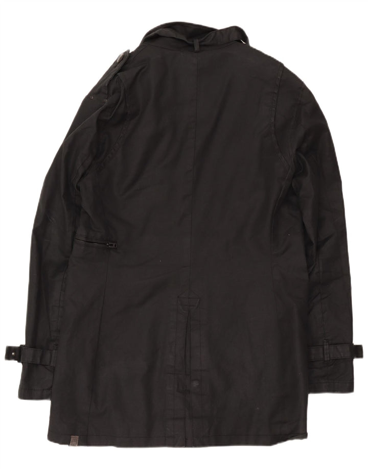 G-Star Mens Trench Coat UK 42 XL Black Cotton