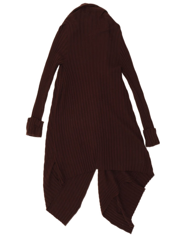 Marks & Spencer Dame Asymmetrisk Cardigan Sweater UK 8/10 Lille Brun