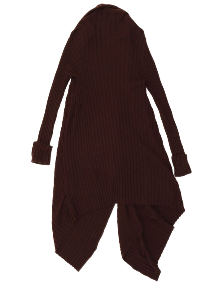Marks & Spencer Dame Asymmetrisk Cardigan Sweater UK 8/10 Lille Brun
