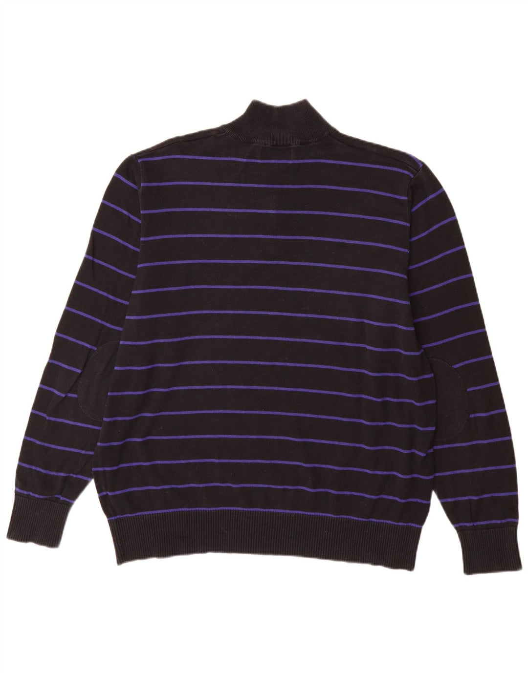 Marks & Spencer Herre Blue Harbor Zip Neck Jumper Sweater 2XL Sort Stribet