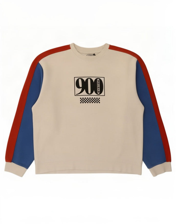 Topman grafisk sweatshirt til mænd, stor hvid farveblok