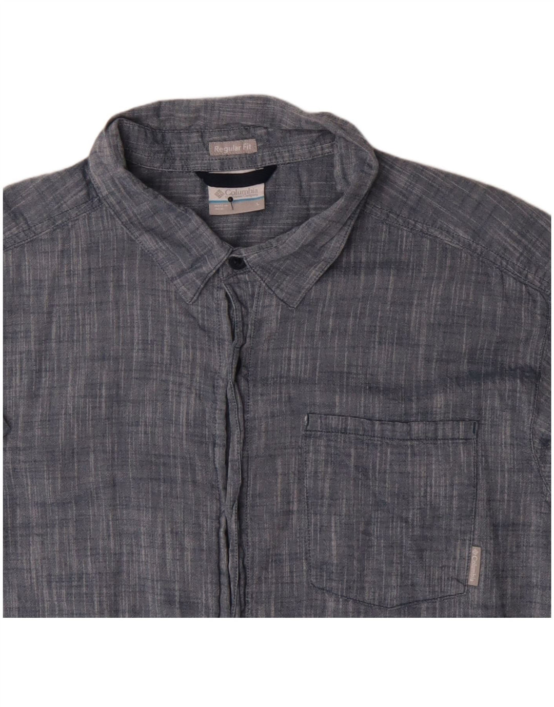 Columbia kortærmet herreskjorte med normal pasform Stor blå bomuld