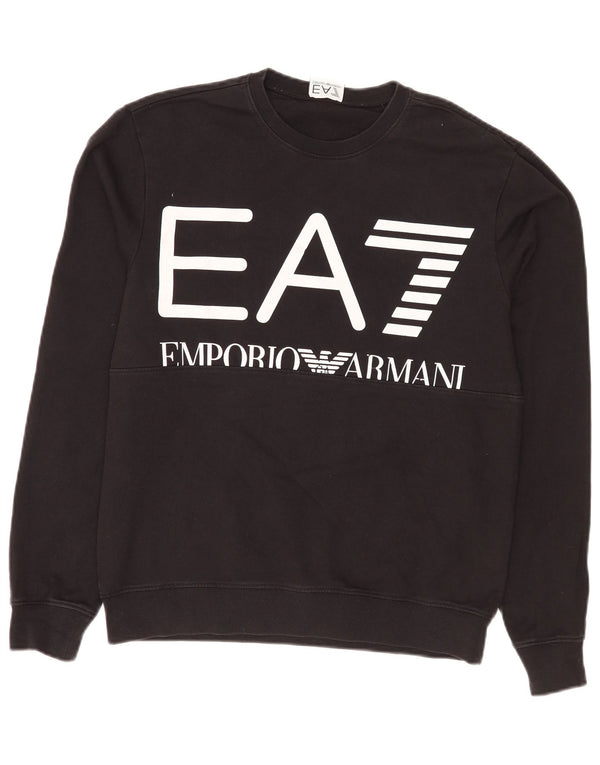 Emporio Armani Herre Grafisk Sweatshirt Jumper Lille sort bomuld