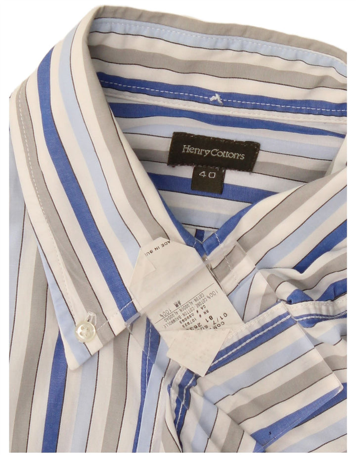 Henry Cottons Herreskjorte str. 40 Medium Flerfarvet stribet bomuld