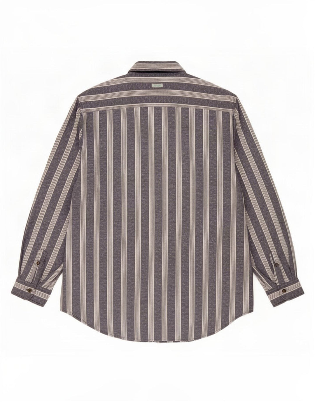 Vintage herreskjorte str. 44 XL Marineblå stribet polyester