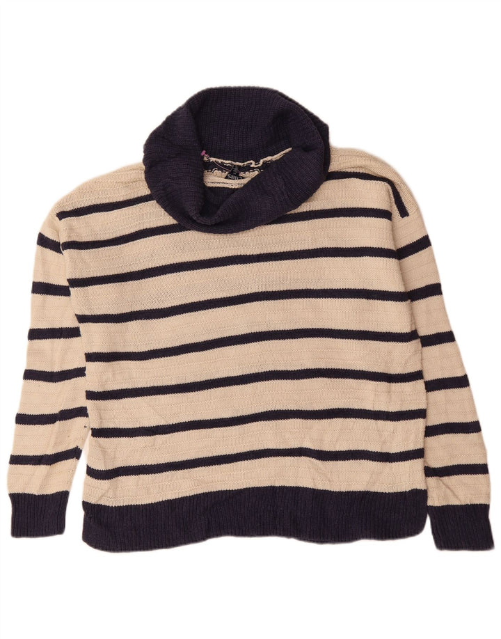 CHAPS Dame Oversized rullehals sweater UK 16 Stor beige stribet
