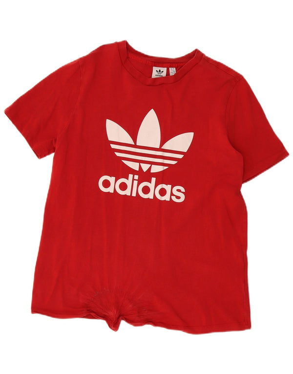 Adidas Dame Grafisk T-Shirt Top UK 18 XL Rød Bomuld