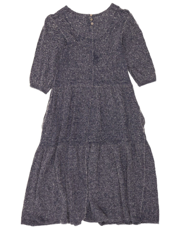 White Stuff Dame 3/4-ærmet Tiered Dress UK 10 Small Navy Blue Flecked