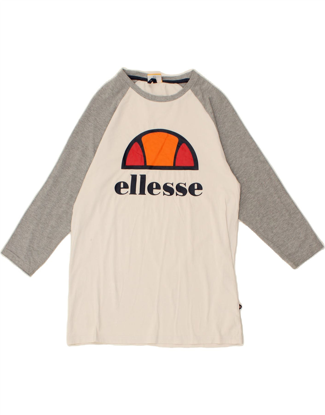 ELLESSE Womens Graphic Top 3/4 Sleeve UK 10 Small White Colourblock Vintage Ellesse and Second-Hand Ellesse from Messina Hembry 