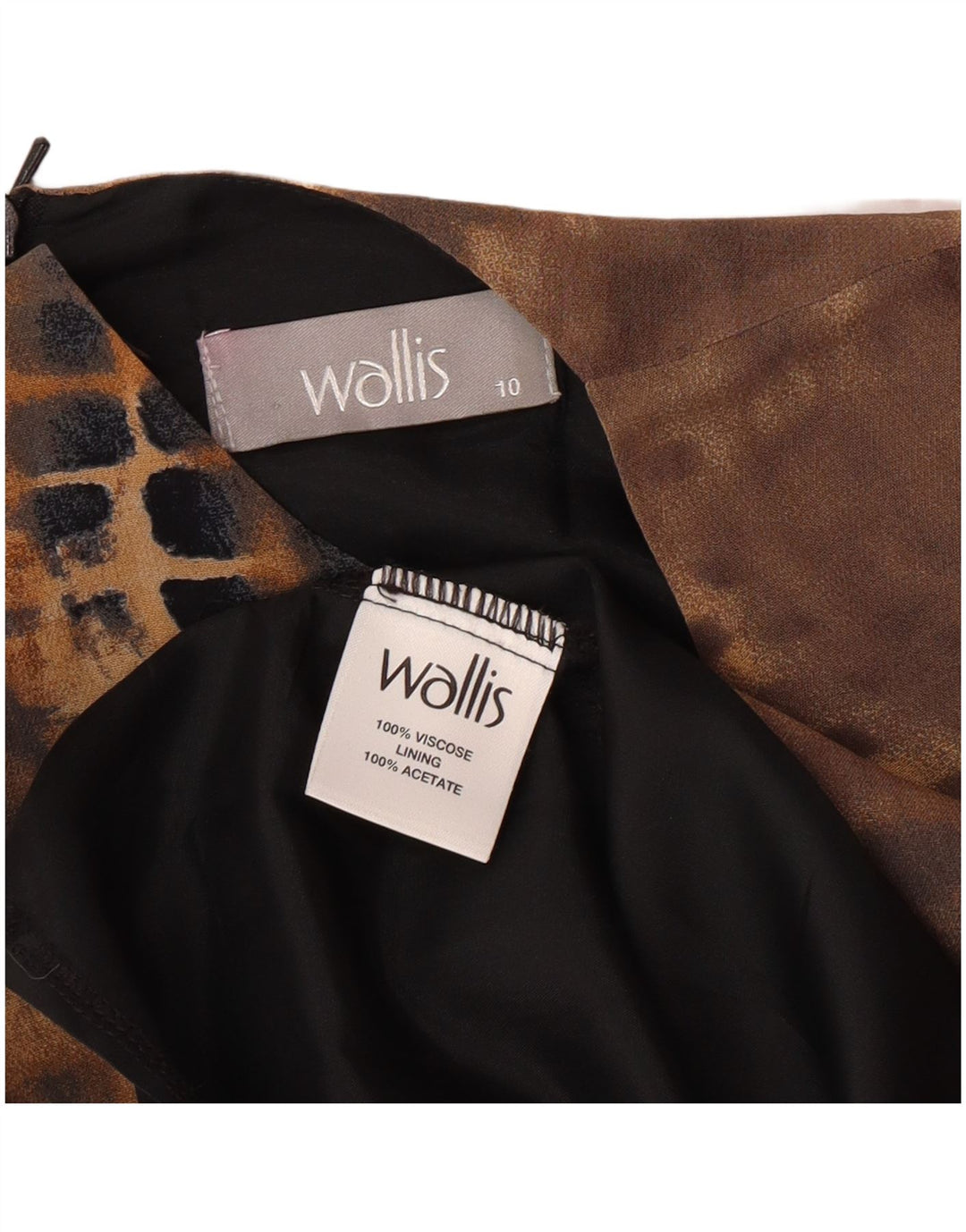 WALLIS Kvinders Ærmeløs Skede Kjole UK 10 Small Brown Geometric Viscose