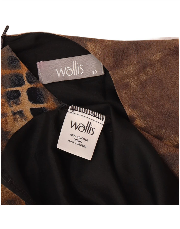 WALLIS Kvinders Ærmeløs Skede Kjole UK 10 Small Brown Geometric Viscose
