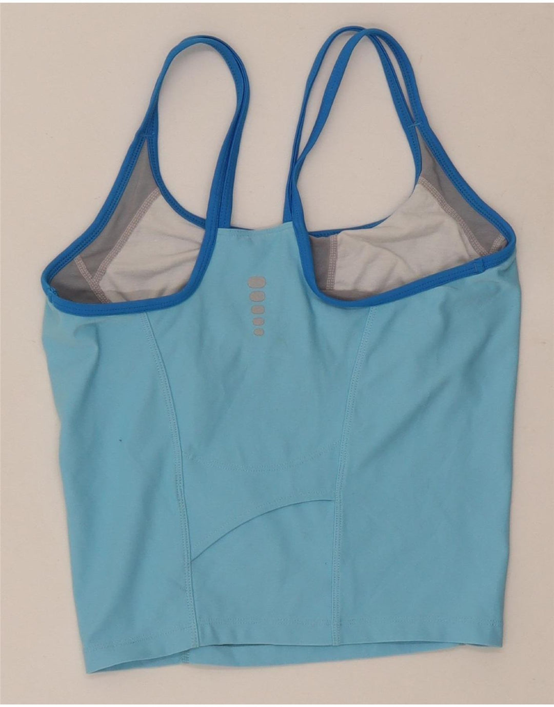 Nike Dame Dri Fit Crop Vest Top US 4/6 Small Blue Colourblock Polyester