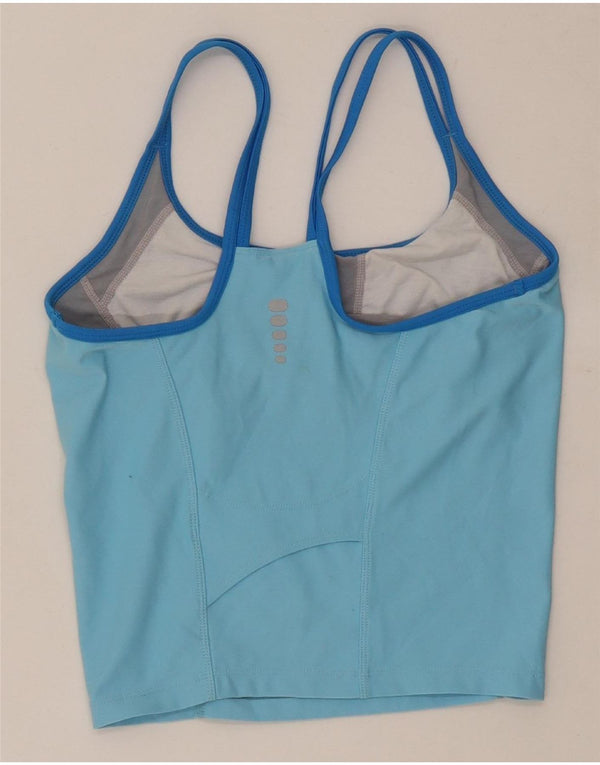 Nike Dame Dri Fit Crop Vest Top US 4/6 Small Blue Colourblock Polyester