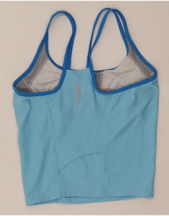 Nike Dame Dri Fit Crop Vest Top US 4/6 Small Blue Colourblock Polyester