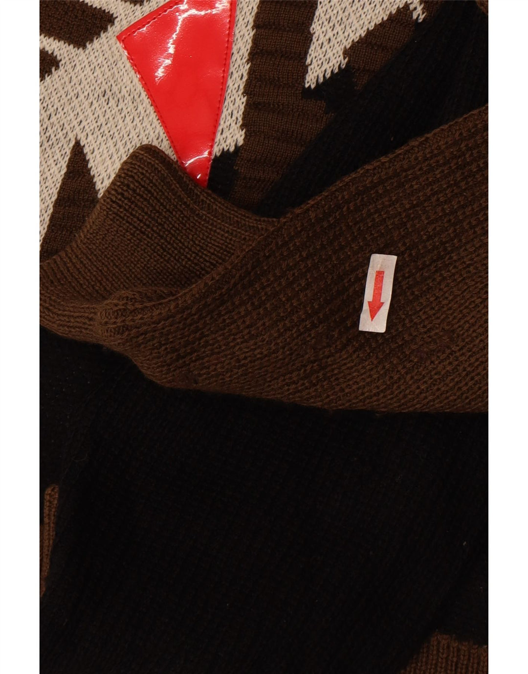 Kansai Yamamoto Herre grafisk cardigan sweater Medium Brun Colourblock Uld