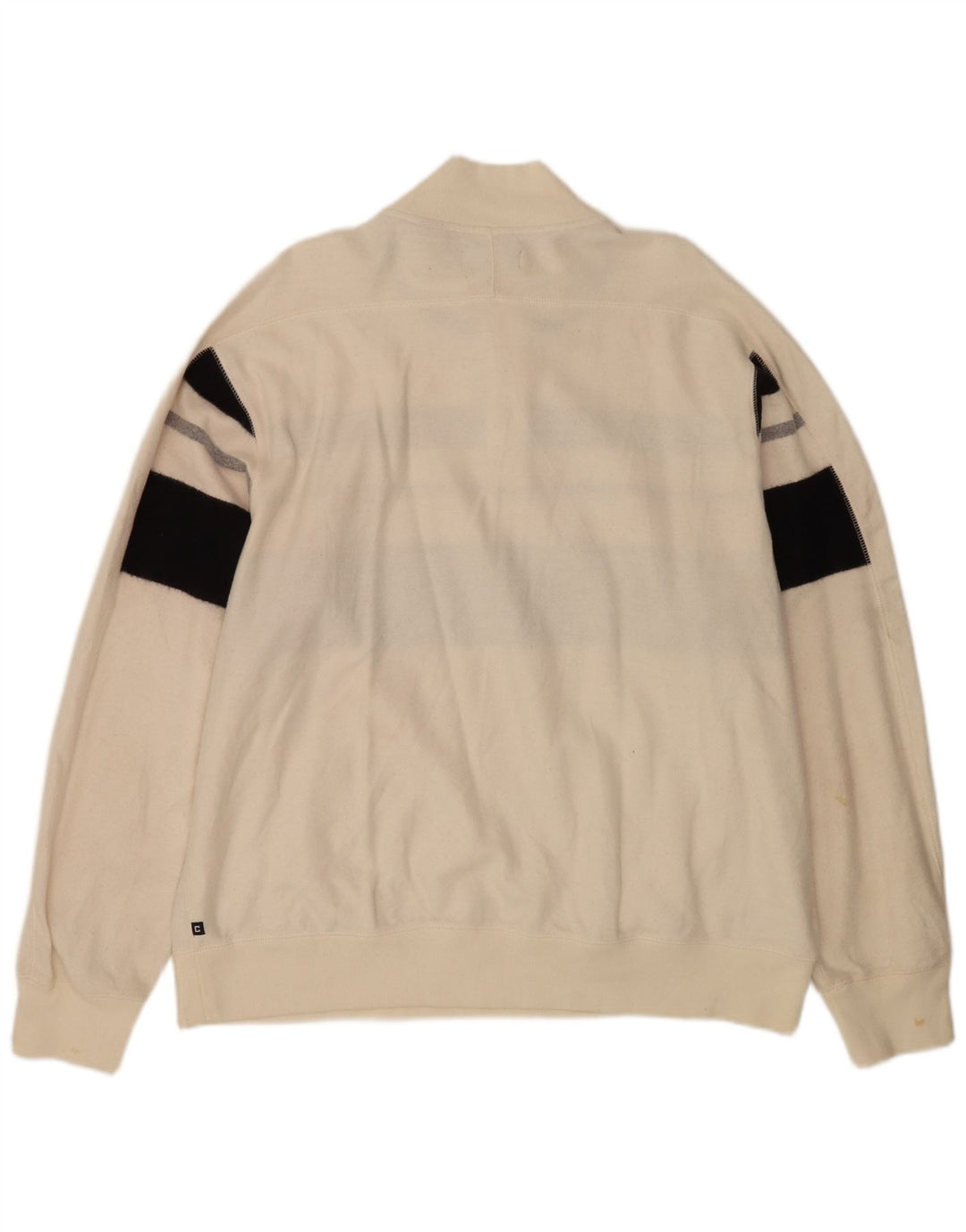 Chaps Herre Button Neck Sweatshirt Jumper 2XL Hvid Colourblock Bomuld