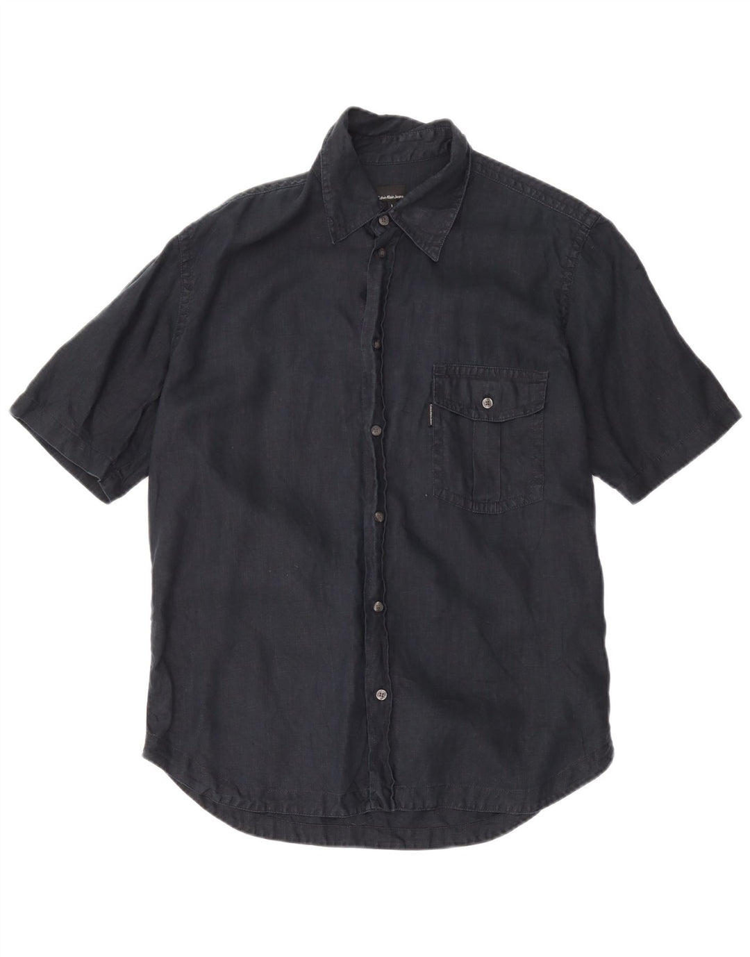 Calvin Klein Jeans Kortærmet Herreskjorte Stor marineblå hør