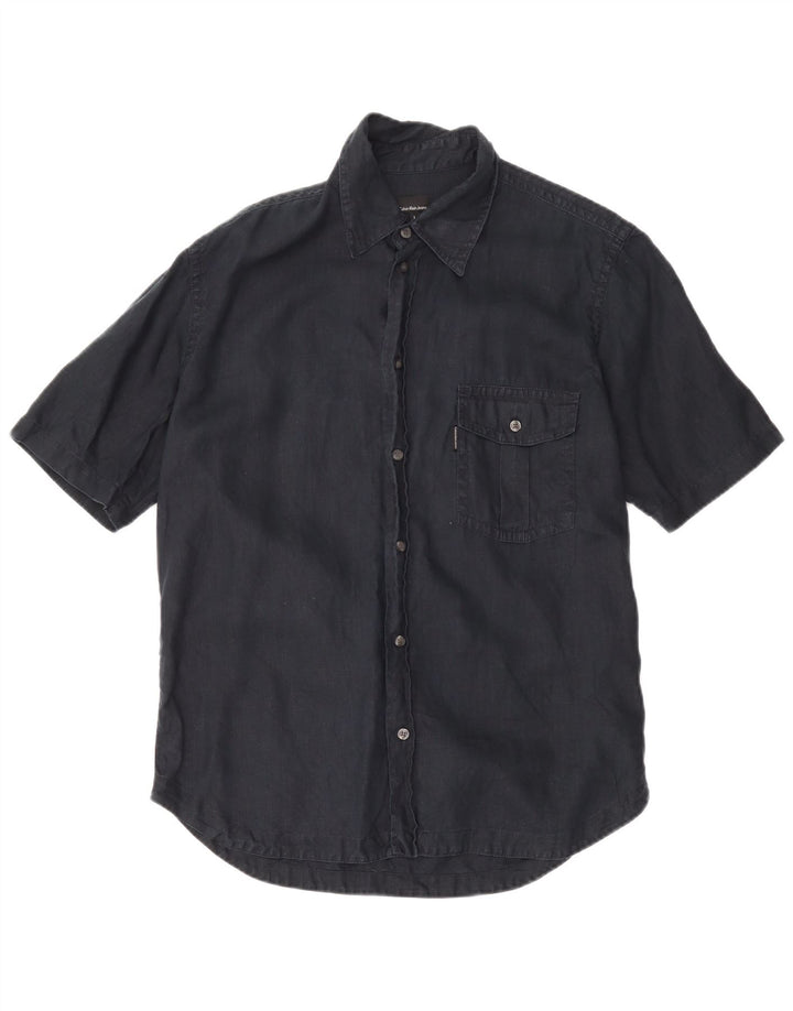 Calvin Klein Jeans Kortærmet Herreskjorte Stor marineblå hør