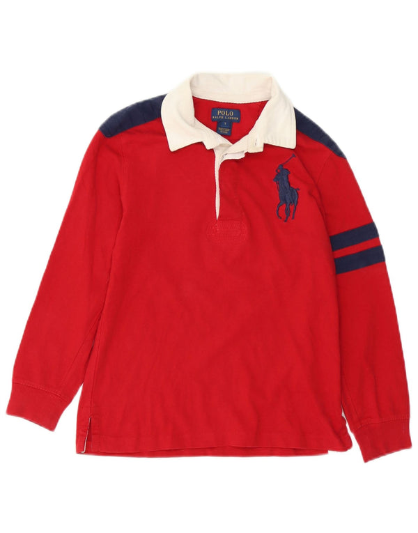 Polo Ralph Lauren drenge grafisk rugby polo skjorte 6-7 år rød farveblok