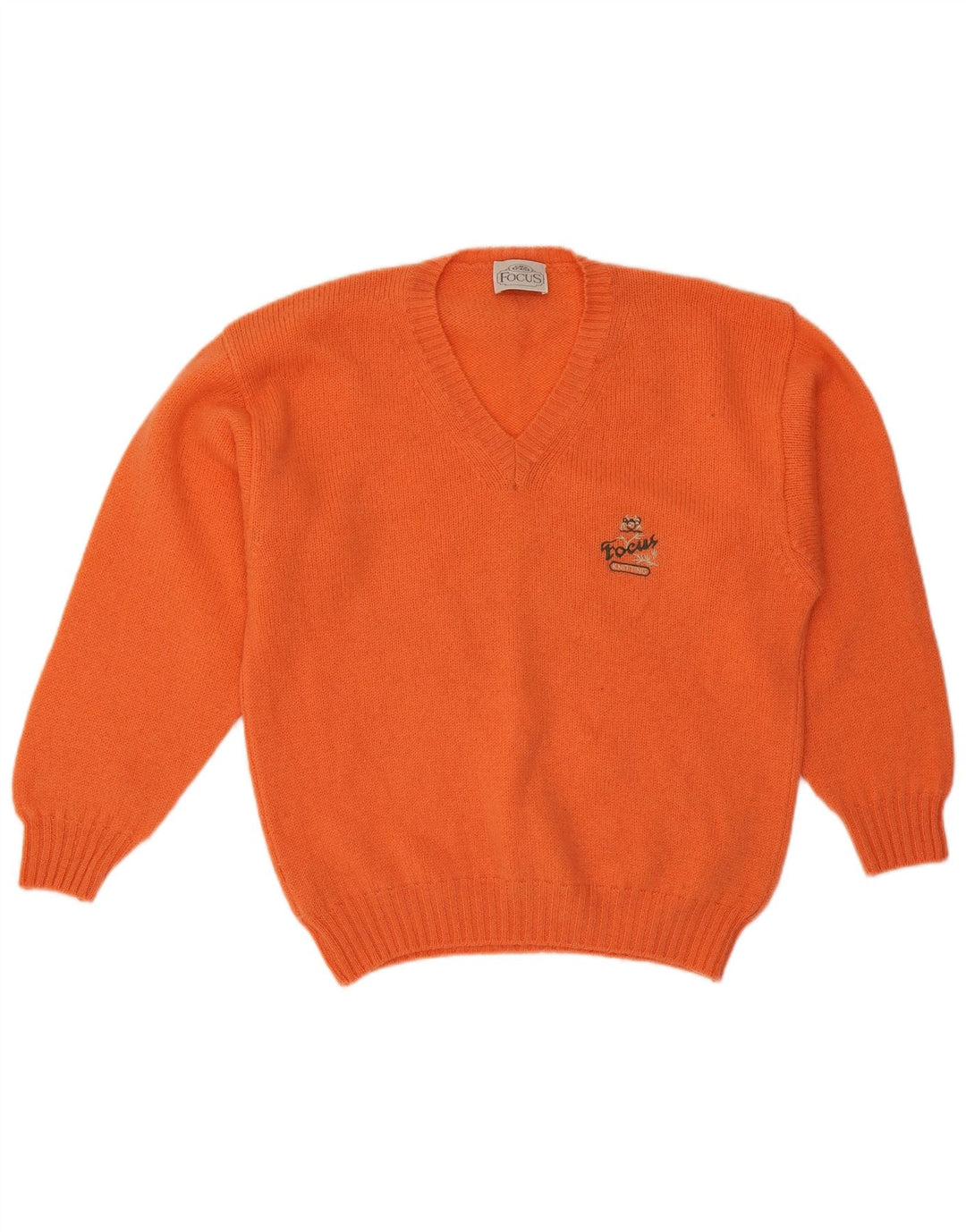 Vintage herre V-hals sweater stor orange uld