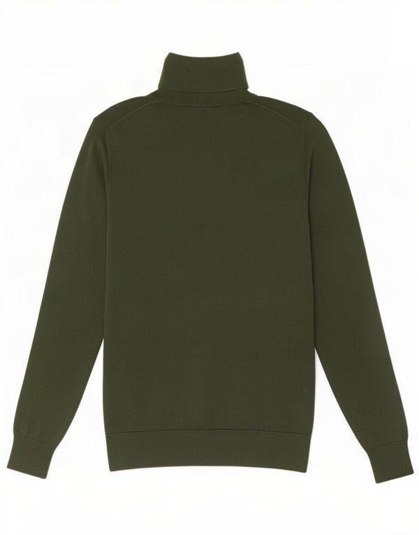 Massimo Dutti Womens Roll Neck Jumper Sweater UK 12 Medium Green Silk