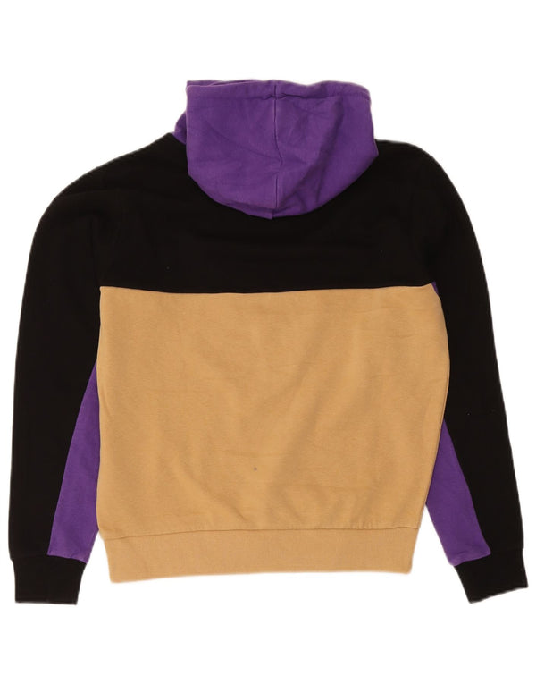 Fila hættetrøjetrøje til kvinder i overstørrelse UK 10 Small Yellow Colourblock Bomuld